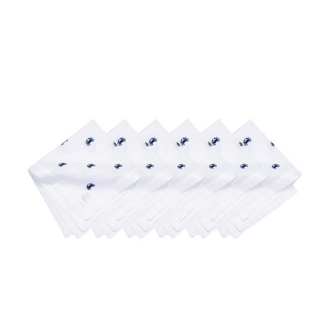 Navy Crab Embroidered Machine Washable Hemstitch Napkins Set of 6
