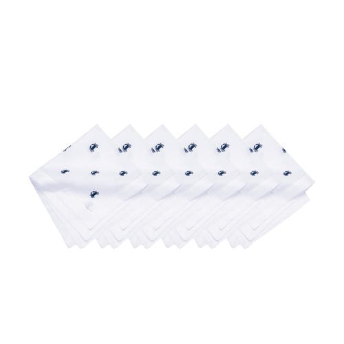 C & F Home C&f Home Navy Crab Embroidered Machine Washable Hemstitch Napkins Set Of 6 In White