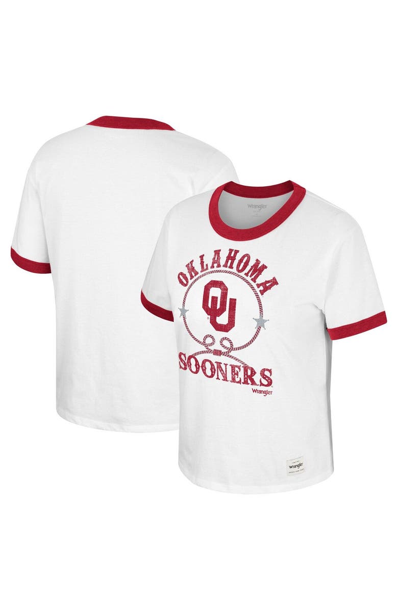 COLOSSEUM X WRANGLER Women's Colosseum x Wrangler White Oklahoma Sooners Freehand Ringer T-Shirt, Main, color, White