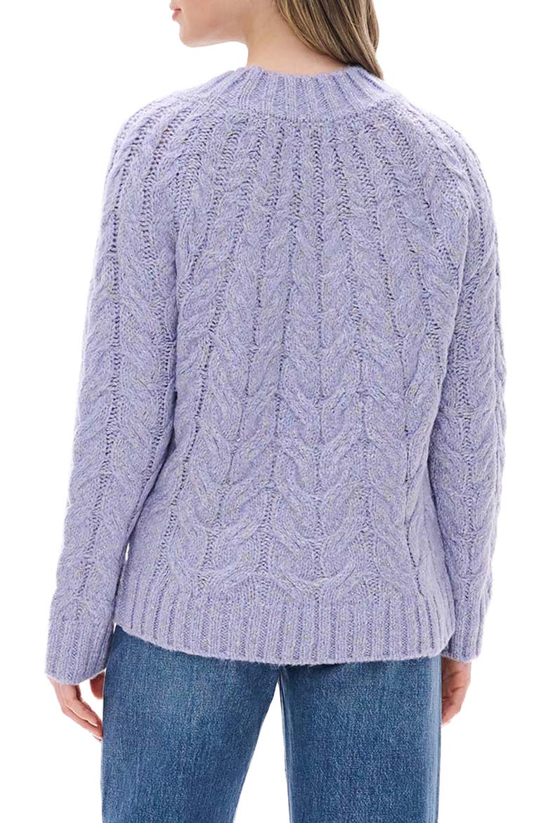 Dylan Cable Knit Sweater, Alternate, color, LILAC FLECKS