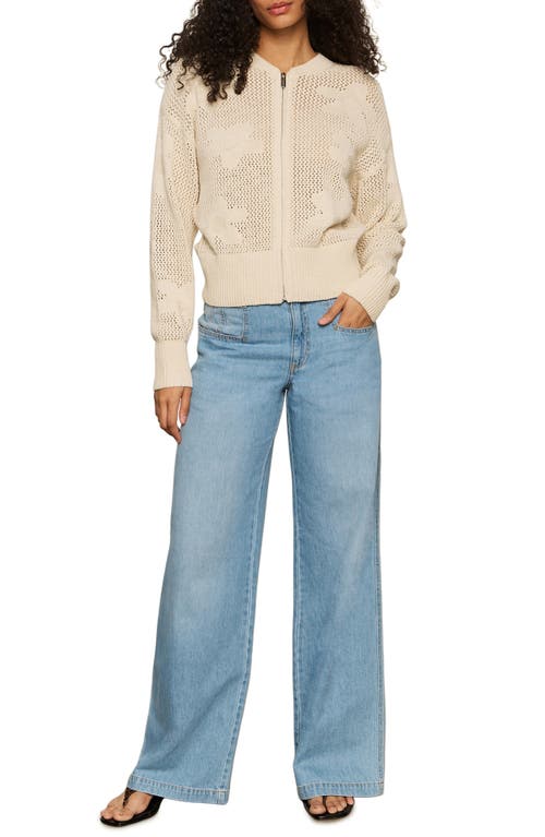 Sanctuary Flower Pop Cotton Zip Cardigan In Eco Natural