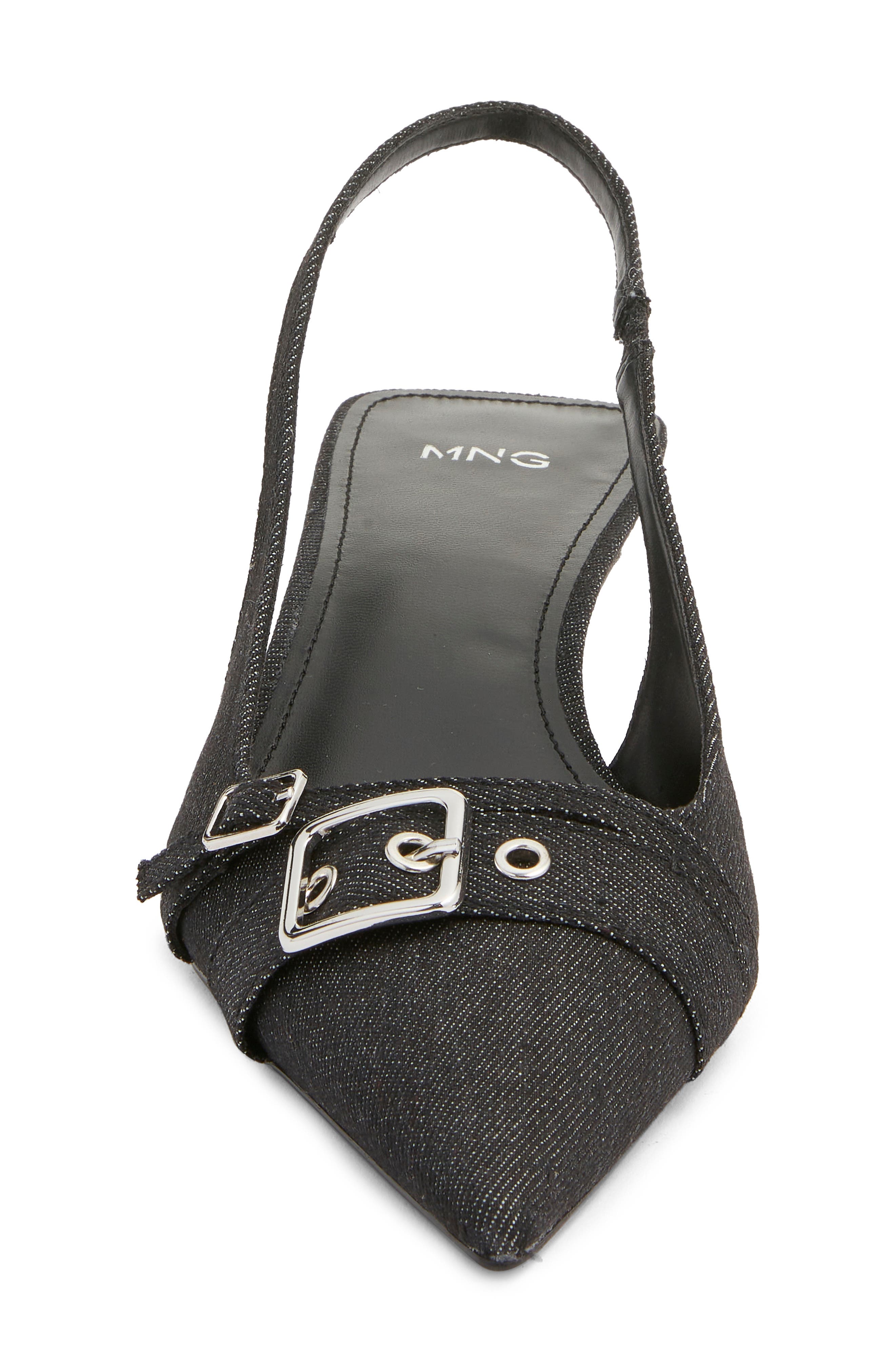 MANGO Mecha Kitten Heel Pointed Toe Pump, Alternate, color, Navy