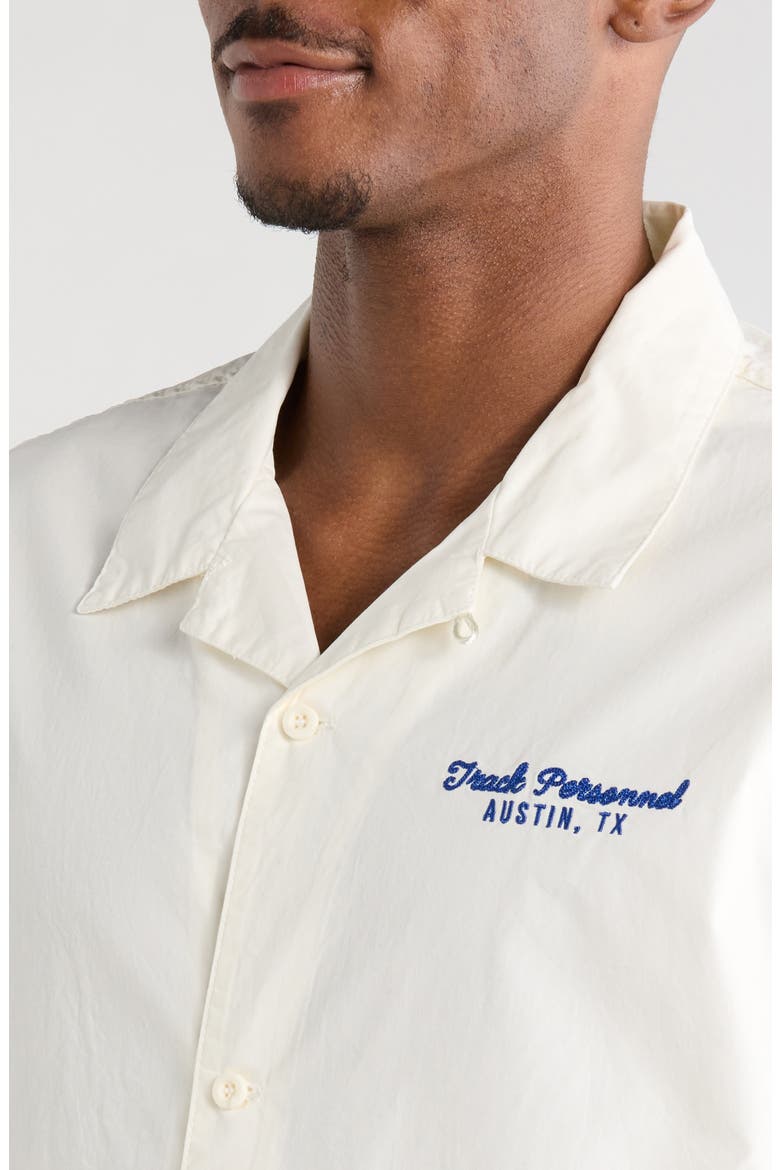 Track Embroidered Cotton Camp Shirt, Alternate, color, CREAM