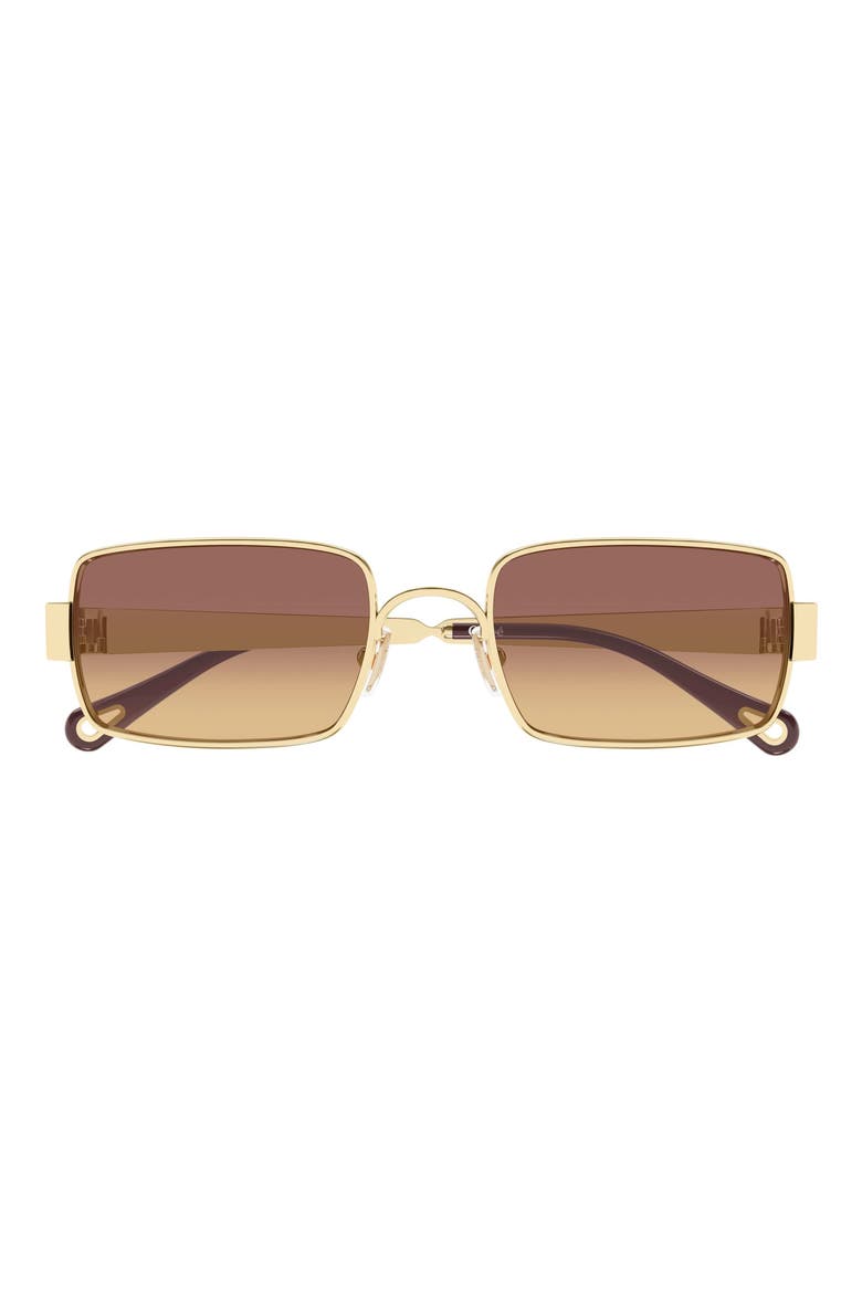 53mm Gradient Rectangular Sunglasses, Main, color, GOLD / BROWN LENS