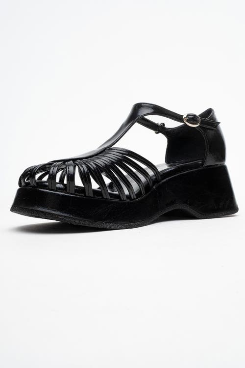Prologue Shoes Aniel Platform Wedge Sandal In Black