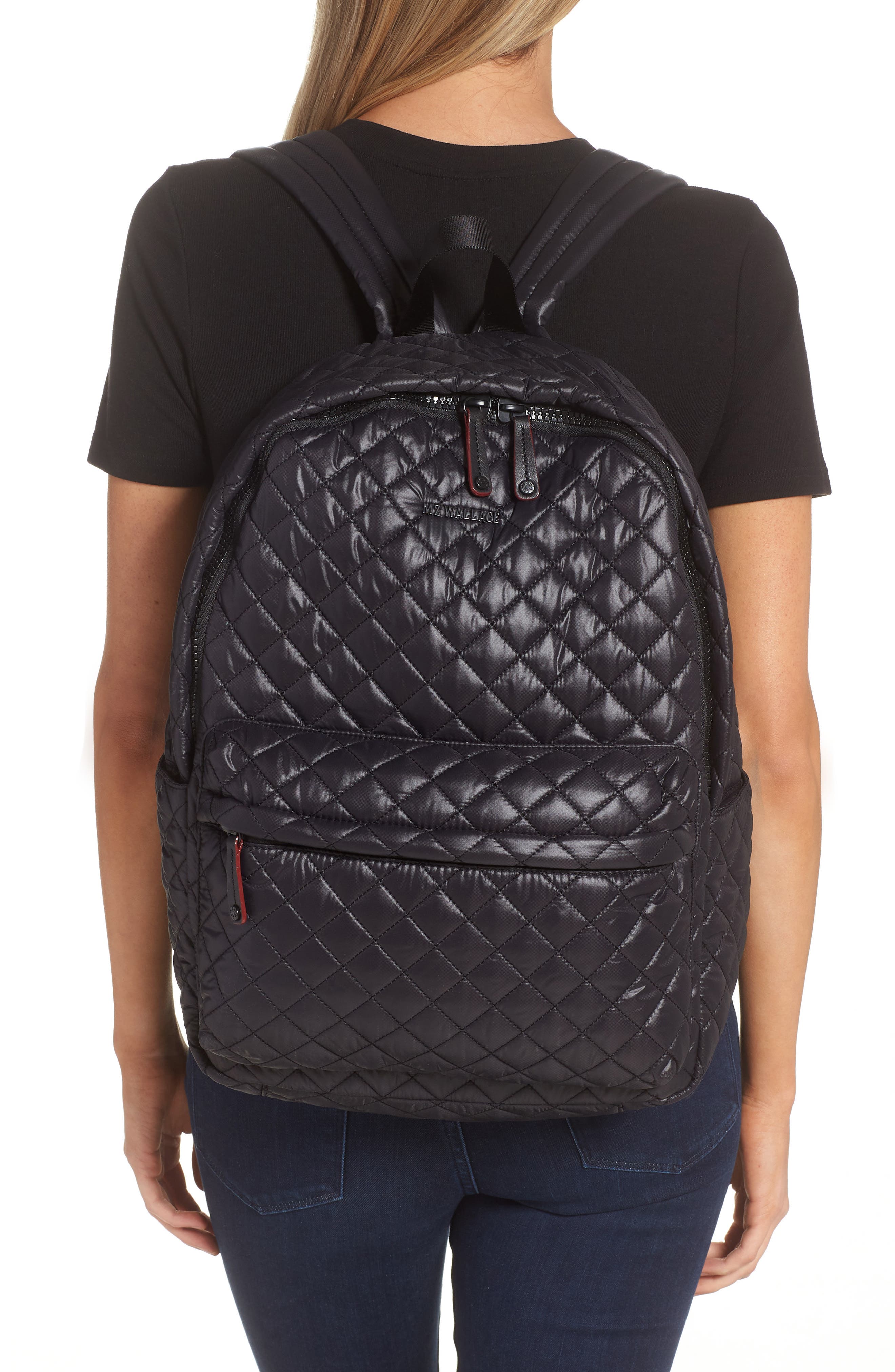 MZ Wallace Metro II Quilted Nylon Backpack, Alternate, color, Black