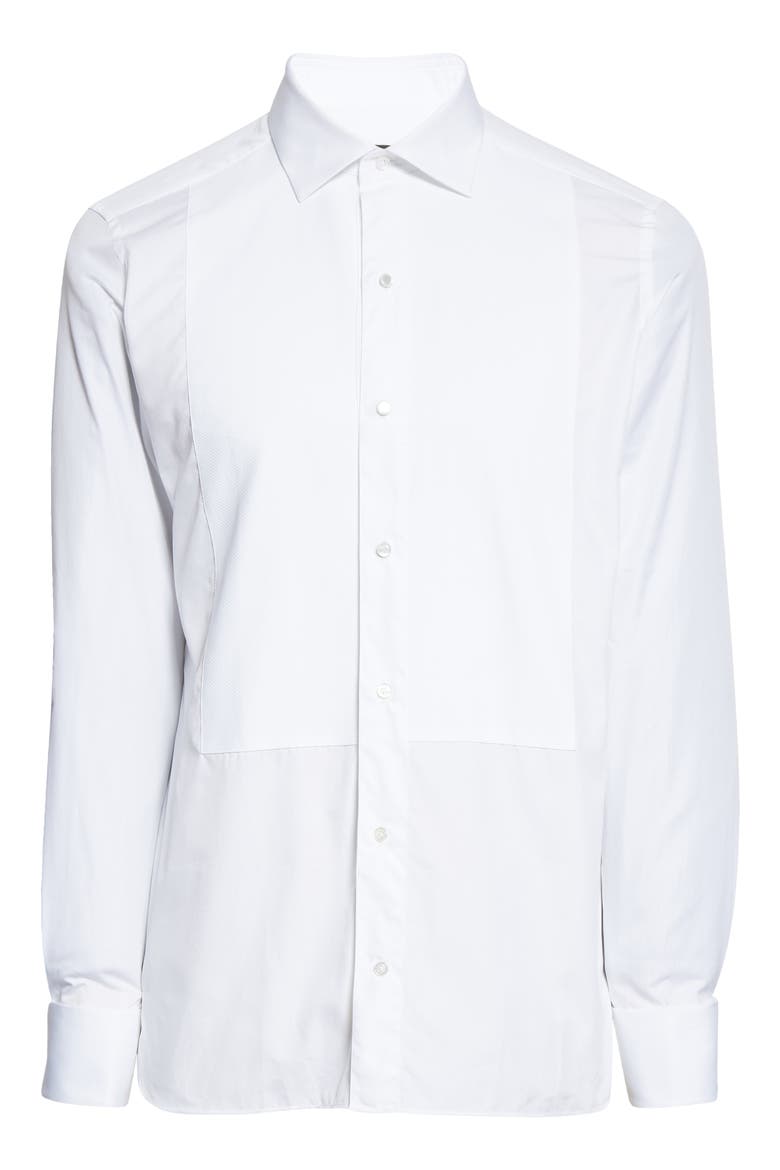 Cotton Tuxedo Shirt, Alternate, color, WHITE