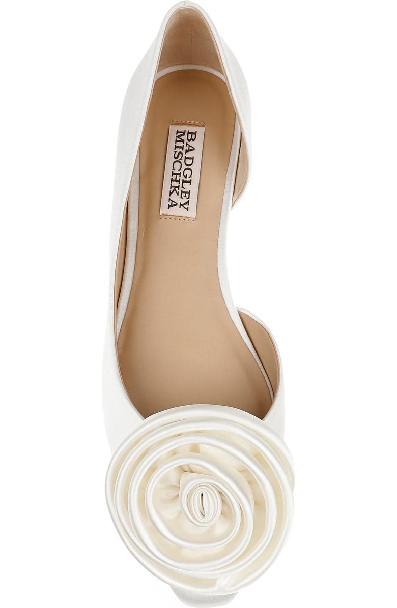 Badgley Mischka Collection Jana Half d'Orsay Flat, Alternate, color, White Satin
