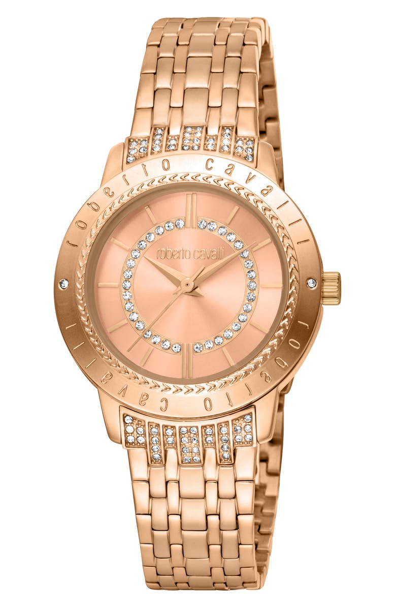 Roberto Cavalli Crystal Bracelet Watch, 32mm, Main, color,