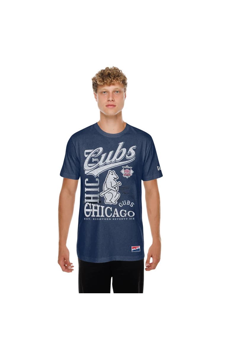 New Era Men's New Era Navy Chicago Cubs Oversized Throwback Distressed T-Shirt, Main, color,