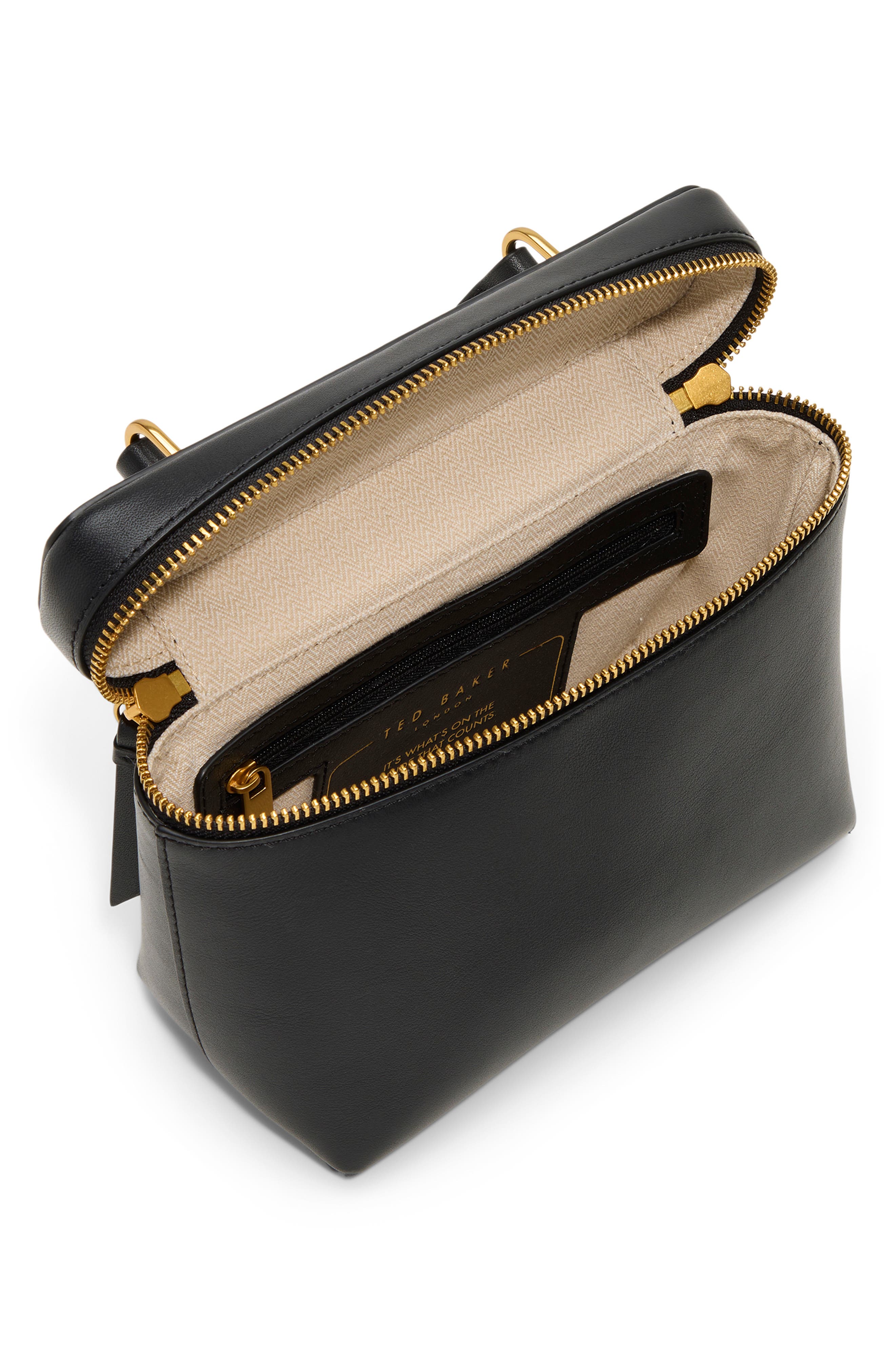 Ted Baker London Tia Top Handle Leather Bag, Alternate, color, Grainy Black/ Black