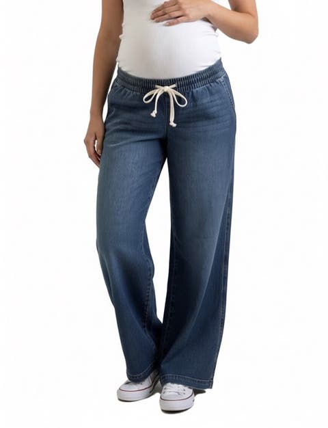 Under the Belly Tie Waist Denim Wide Leg Pant