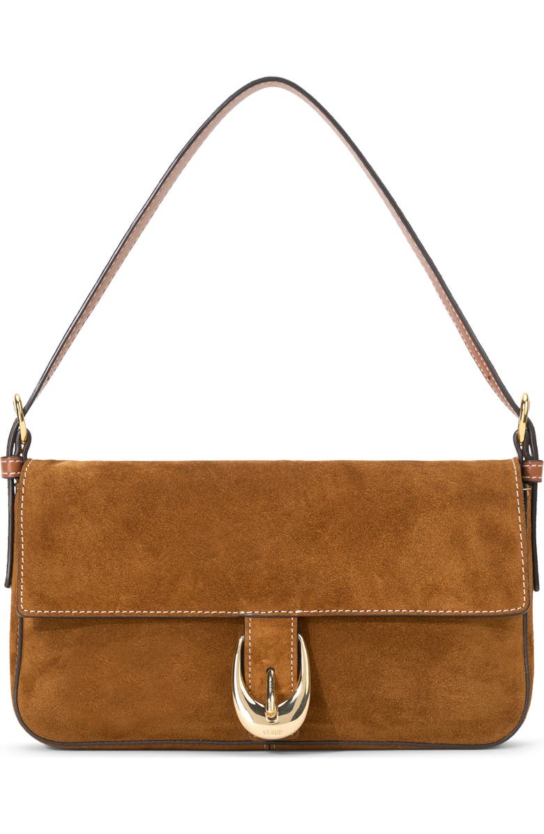 STAUD Harlow Suede Shoulder Bag, Main, color, Tan