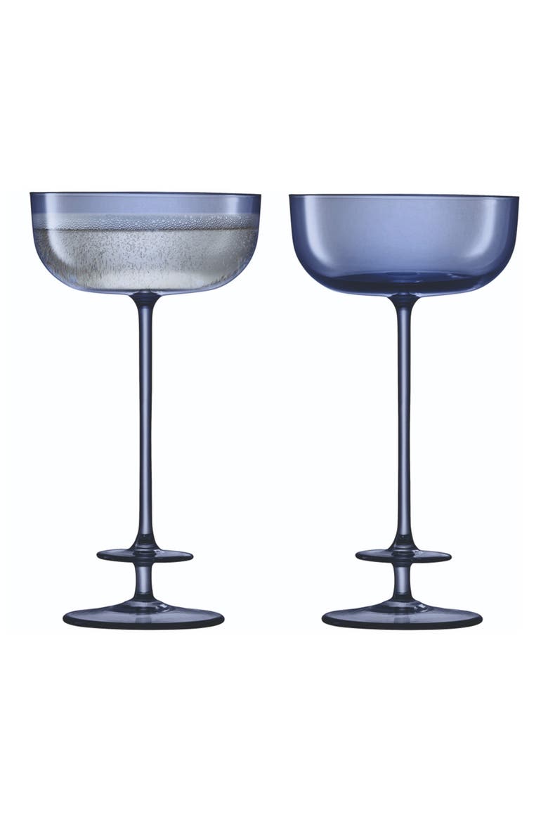 Theatre Set of 2 Champagne Saucers, Main, color, MIDNIGHT BLUE