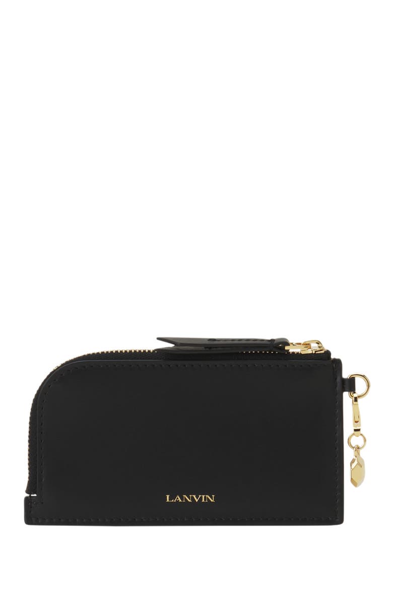 Catch By Lanvin Leather Cardholder, Main, color, Black