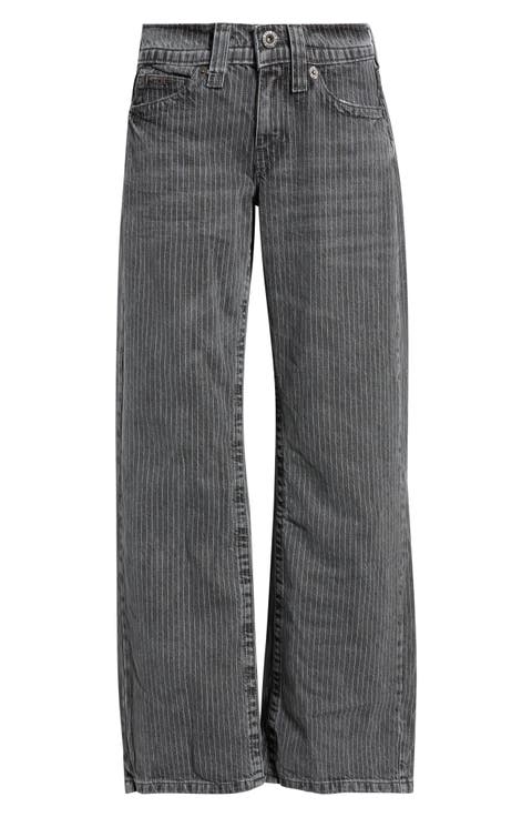 Kayla Print Pinstripe Low Rise Wide Leg Jeans