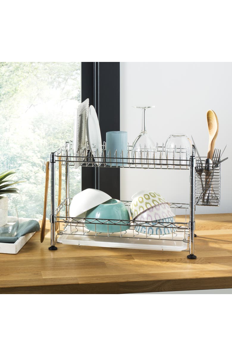 JONATHAN Y Brooklyn 24" Adjustable Dish Rack, Chrome, Alternate, color, Chrome
