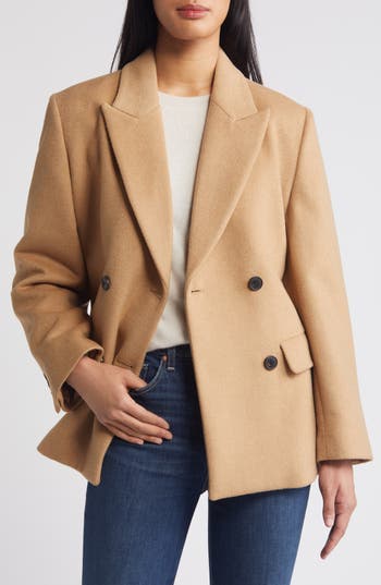 Caslon ® Double Breasted Wool Blend Blazer In Camel