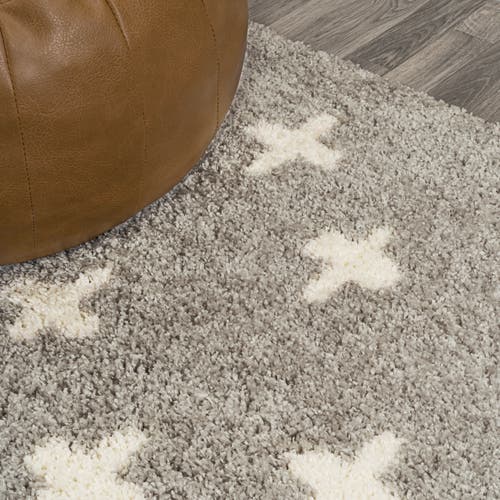 Jonathan Y Cristo Berber Geometric Shag Area Rug In Gray/ivory