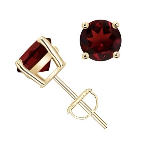 Sterling Silver Created Garnet Stud Earrings