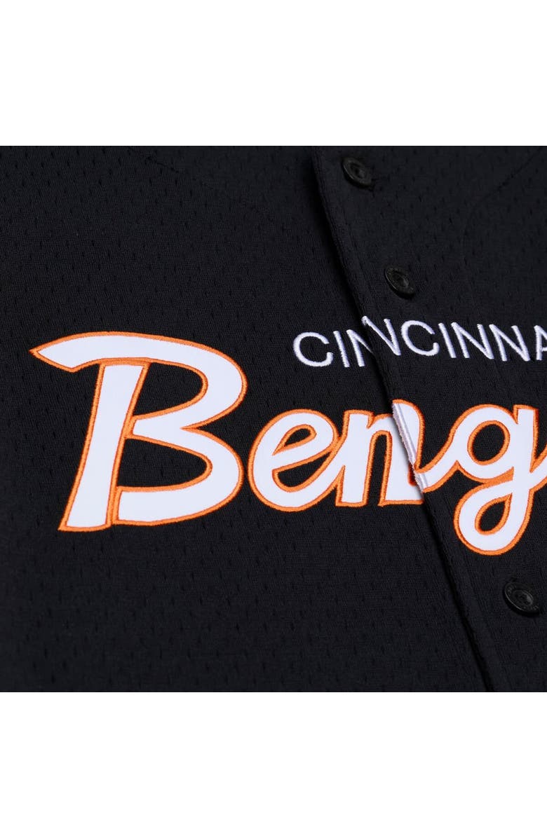 Mitchell & Ness Men's Mitchell & Ness Black Cincinnati Bengals Head Coach Mesh Full-Button Fashion Jersey, Alternate, color, Black