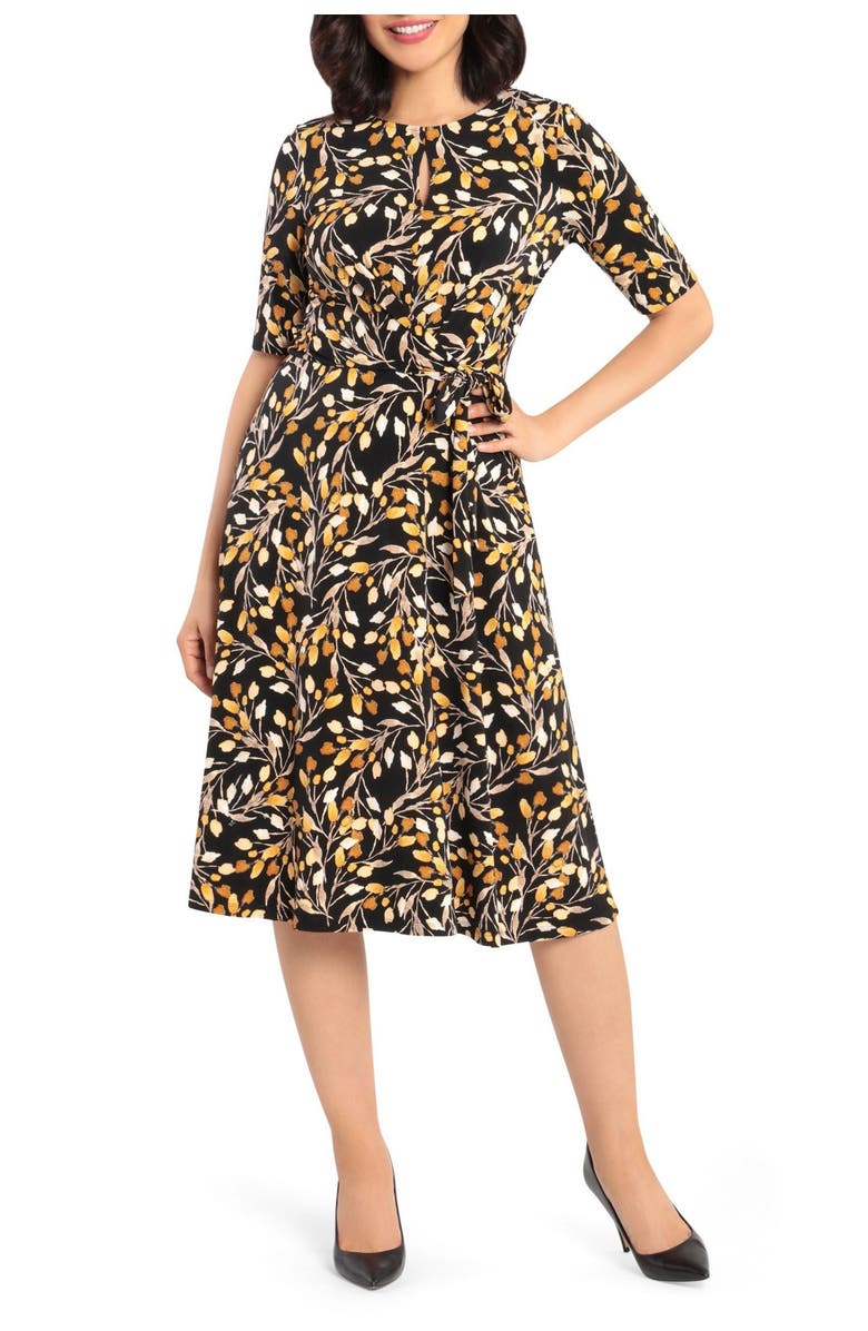 London Times Printed Fit & Flare Dress, Alternate, color, 