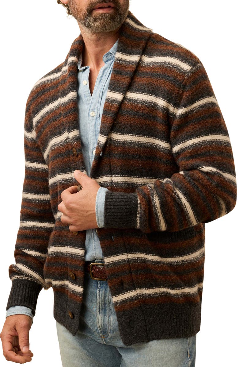 Faherty Stripe Merino Wool Blend Cardigan, Main, color, Rocky Peak Stripe