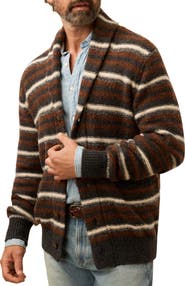 Faherty Stripe Merino Wool Blend Cardigan