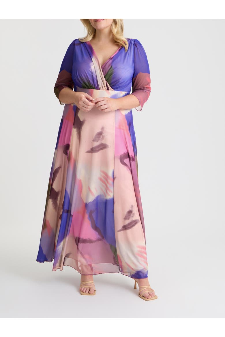 Verity Abstract Print Maxi Gown, Alternate, color, Aqua Blue Peach