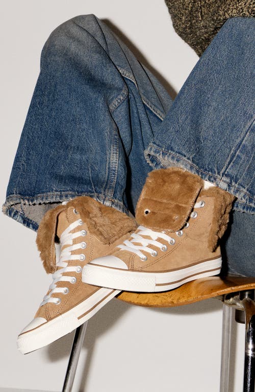 Converse Chuck Taylor All Star Faux Fur Foldover High Top Sneaker In Brown