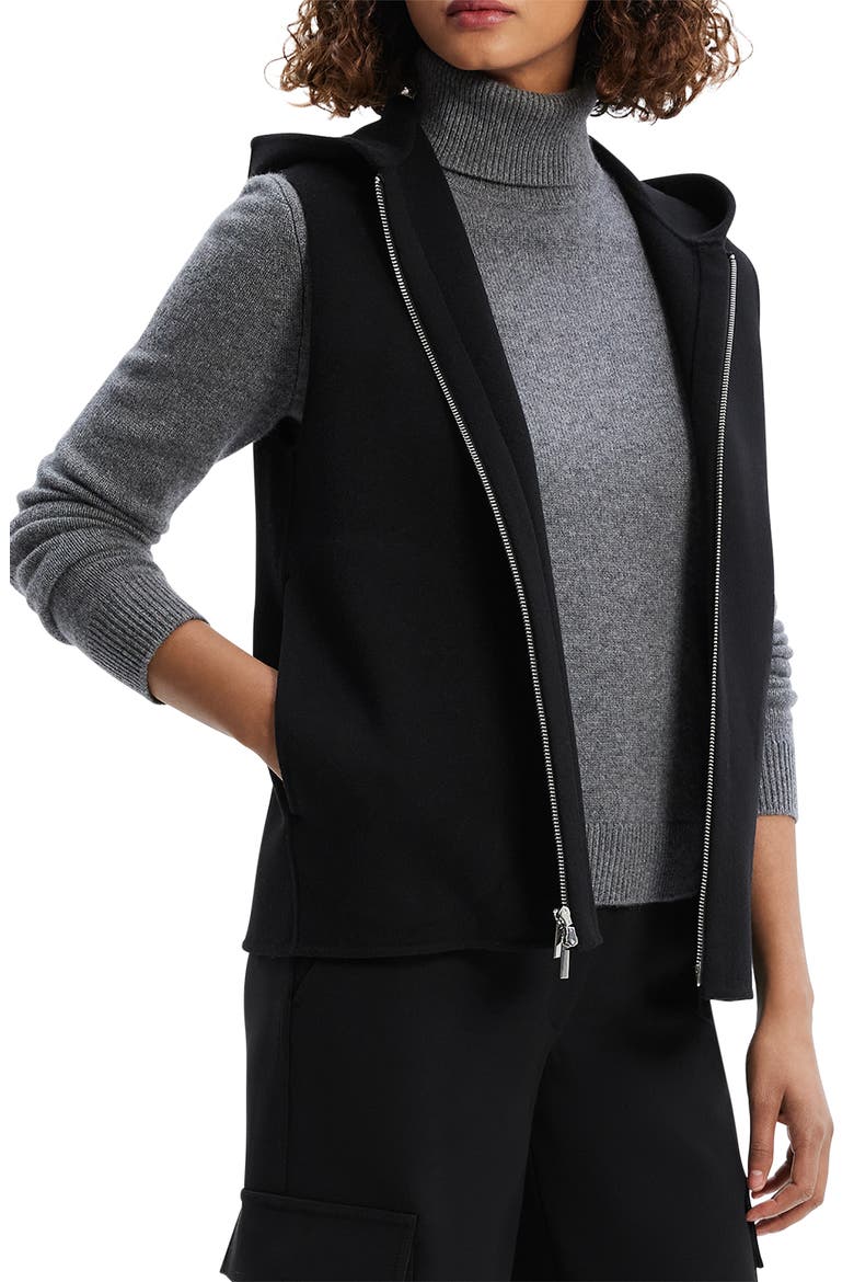 Sleeveless Wool & Cashmere Hoodie, Alternate, color, BLACK
