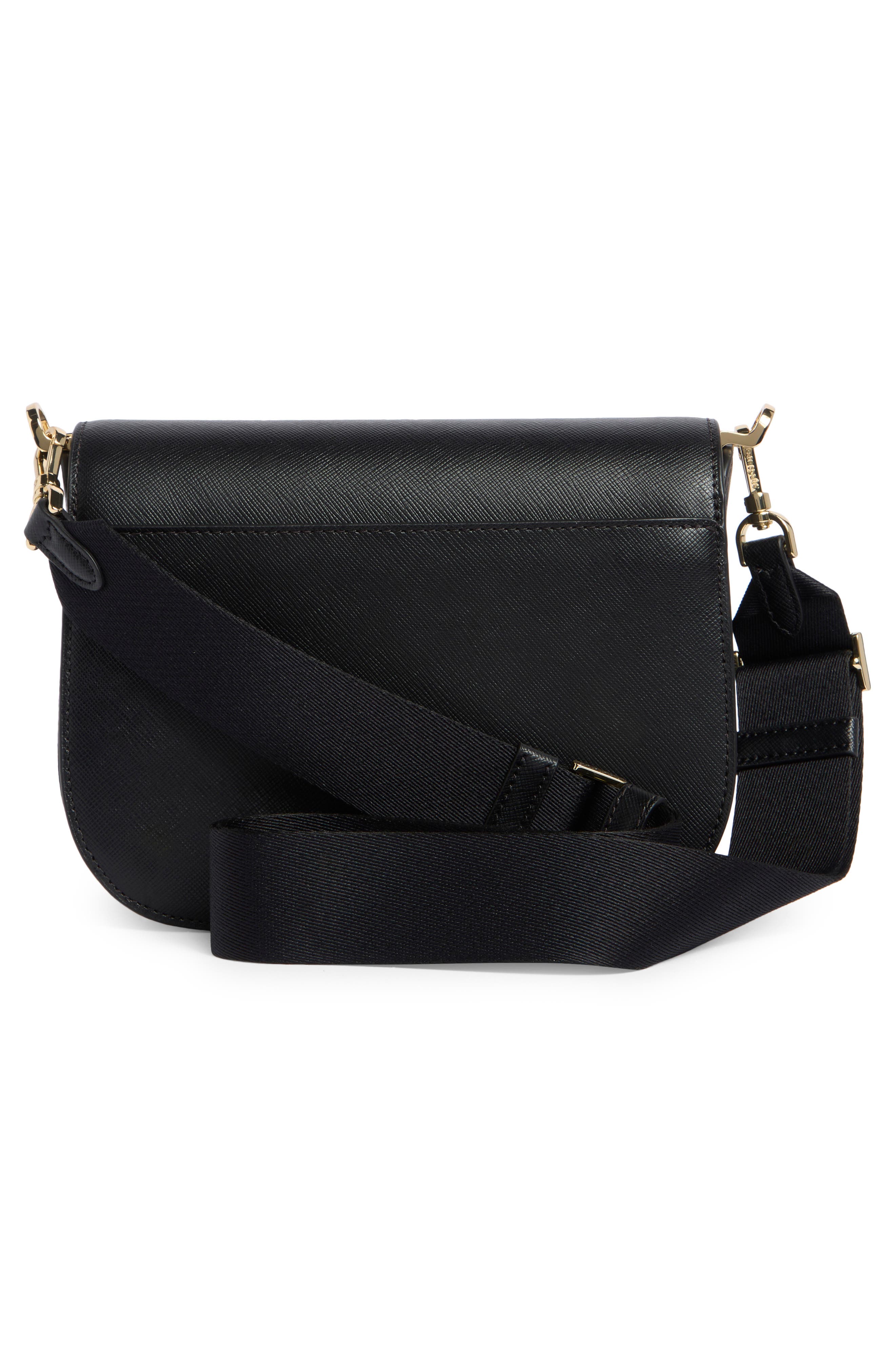 Kate Spade New York madison saffiano leather saddle bag, Alternate, color, Black