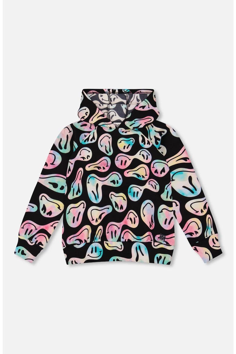 Pullover Fleece Hoodie, Main, color, Smiley Face Girl
