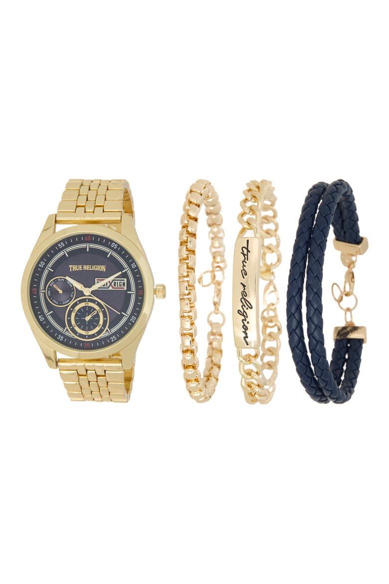 4-Piece Set Watch and Bracelet Gift Set, Main, color, GOLD