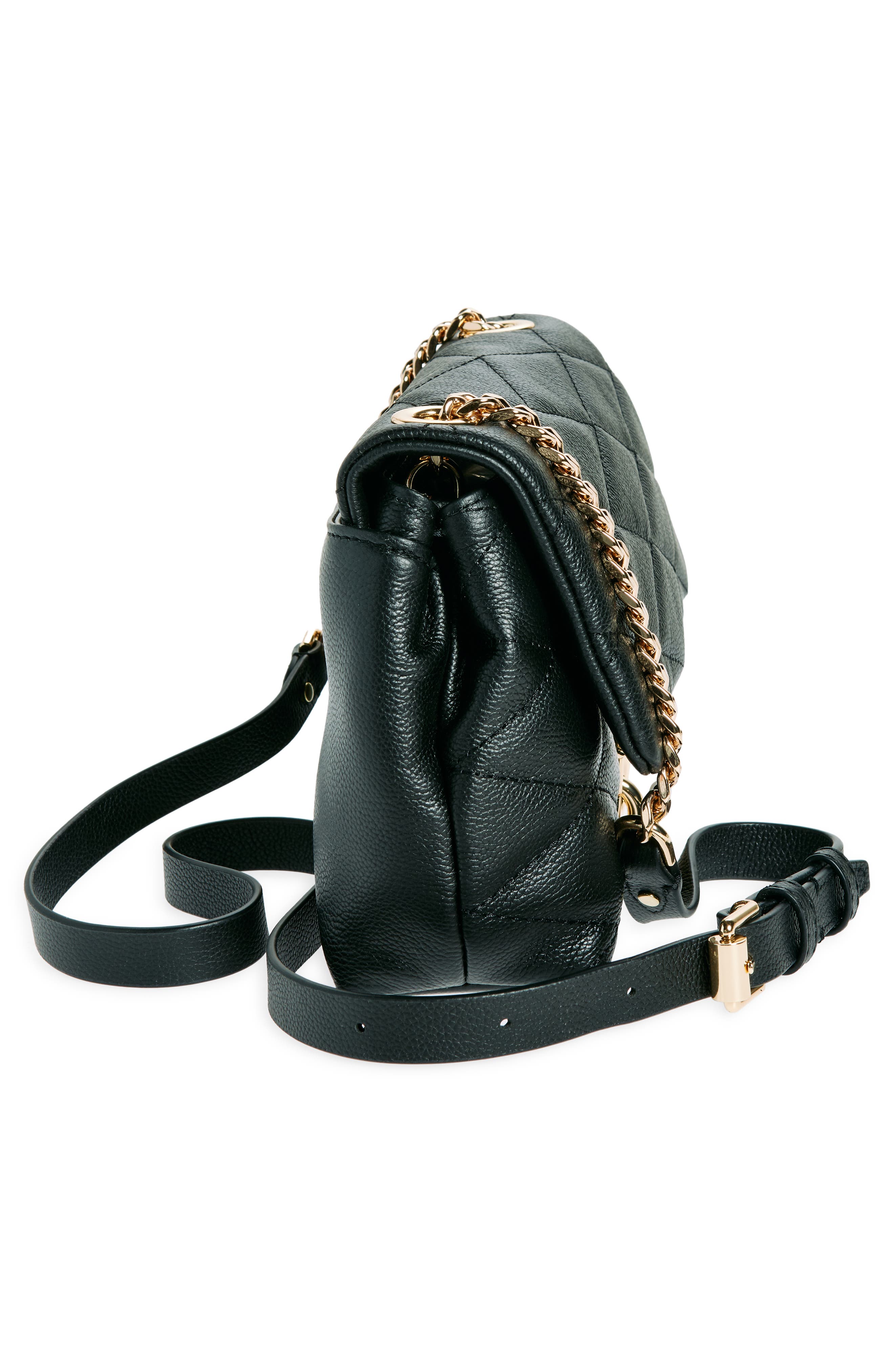 Rebecca Minkoff Edie Quilted Leather Convertible Crossbody Bag, Alternate, color, Black