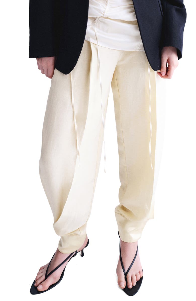 MANGO Satin Balloon Pants, Main, color, Yellow