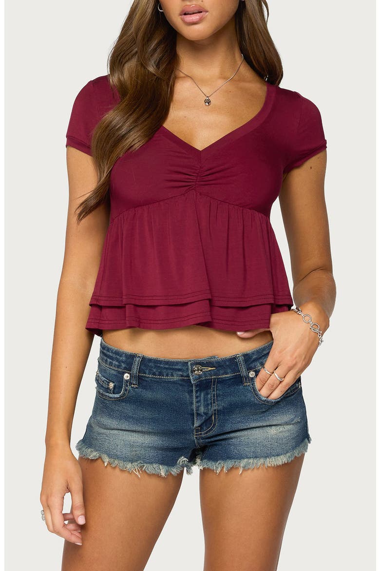 Fontene Layered Babydoll Top, Main, color, BURGUNDY