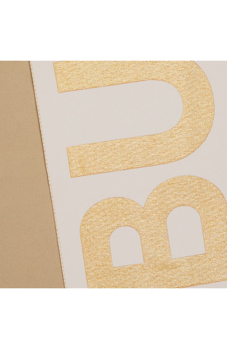 Burberry Metallic Logo Jacquard Wool Blend Football Scarf, Alternate, color, Camel / Light Blush