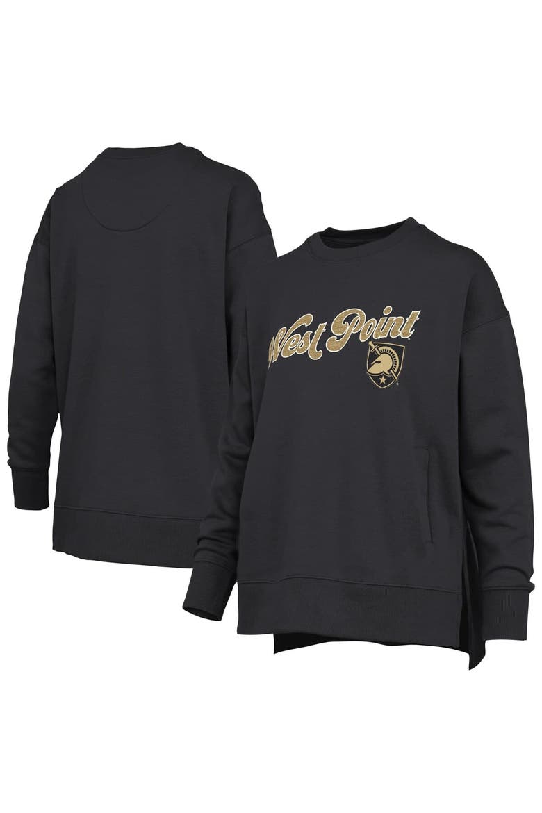 Women's Pressbox Black Army Black Knights Bonanza Chenille Harper Script Sweatshirt, Main, color, Black