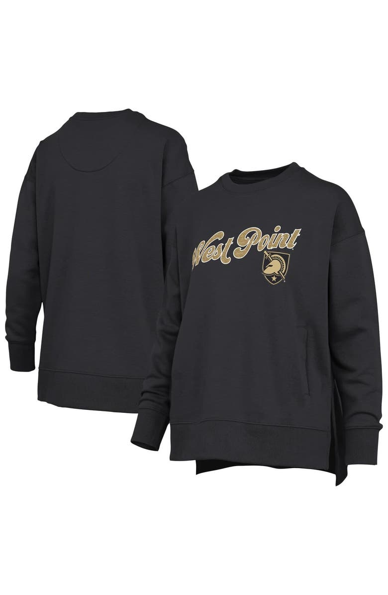 PRESSBOX Women's Pressbox Black Army Black Knights Bonanza Chenille Harper Script Sweatshirt, Main, color, Black