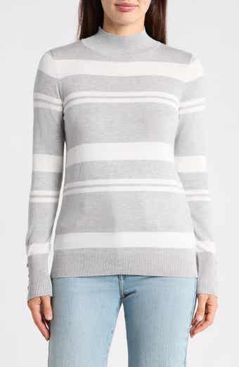 Stripe Mock Neck Sweater