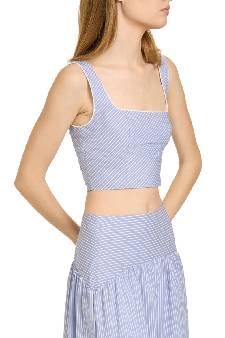 x Hannah Lovey Porter Georgia Directional Stripe Cotton Blend Crop Top (Nordstrom Exclusive), Alternate, color, BLUE
