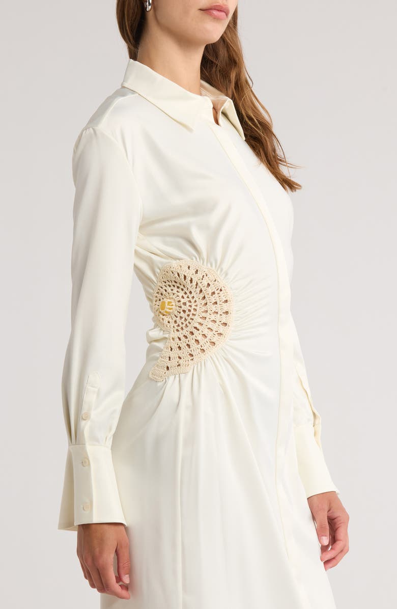 Simkhai Rhoda Fossil Crochet Combo Shirtdress, Alternate, color,