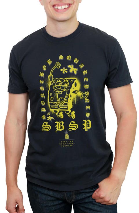 Men's SpongeBob SquarePants Keep the Good Vibes Flowing  Graphic T-Shirt