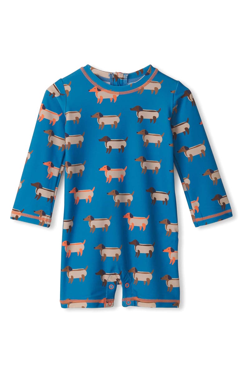 Hatley Hot Dogs Long Sleeve One-Piece Rashguard Swimsuit, Main, color, 