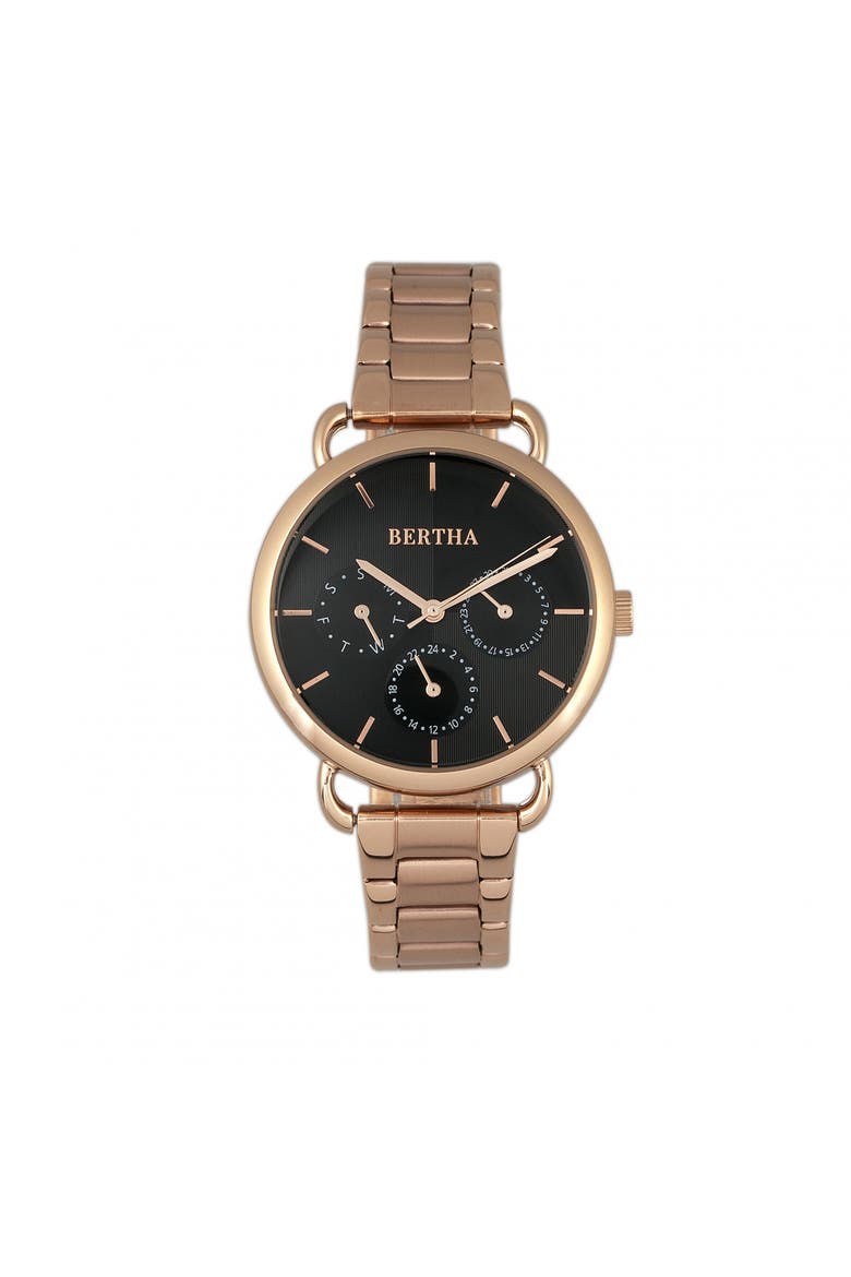 Gwen Bracelet Watch w/Day/Date, Main, color, Rose Gold