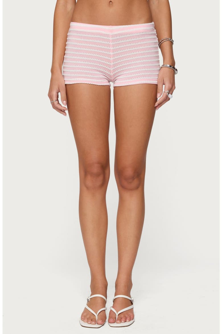 Lovina Striped Low Rise Micro Shorts, Main, color, LIGHT-PINK