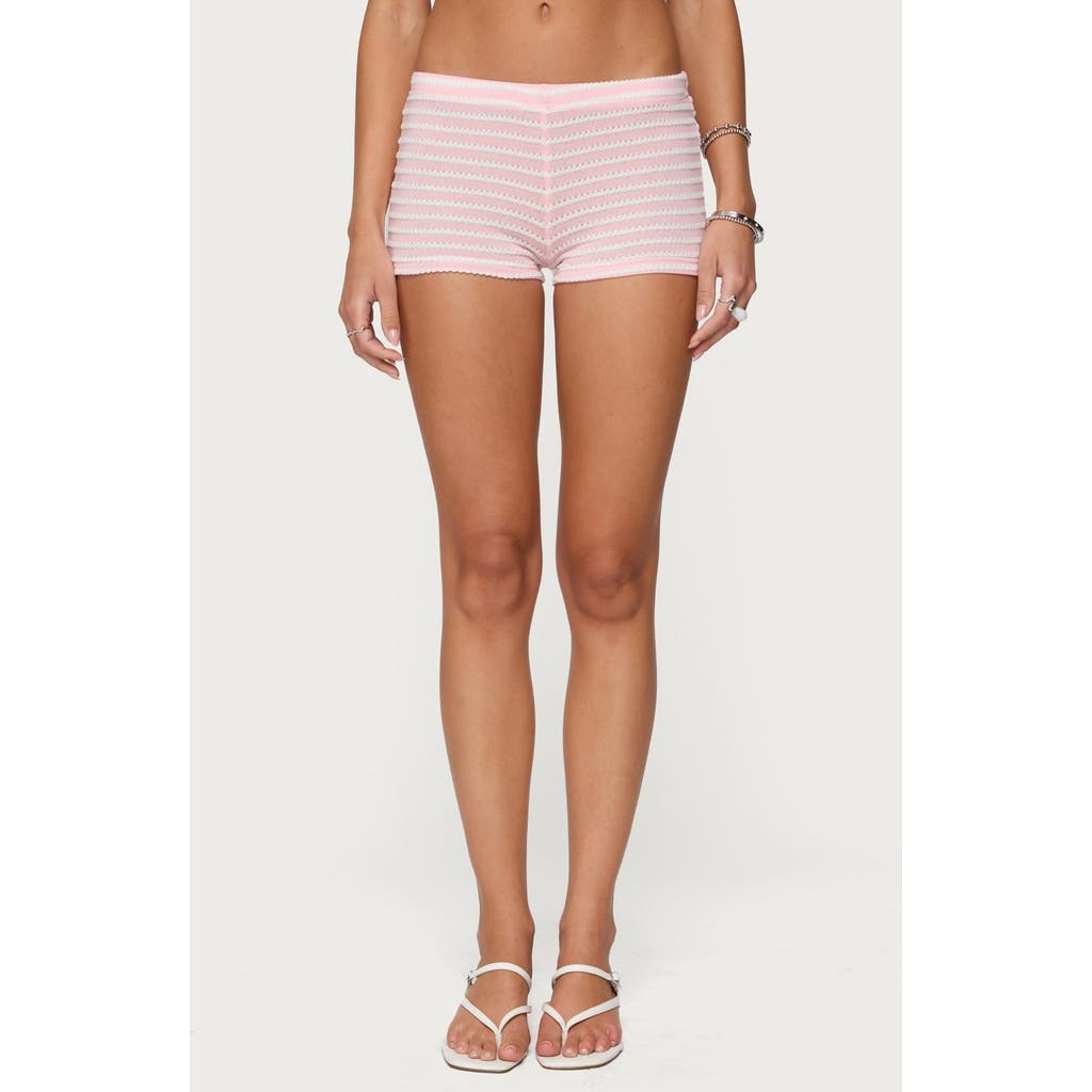 Edikted Lovina Textured Striped Micro Shorts