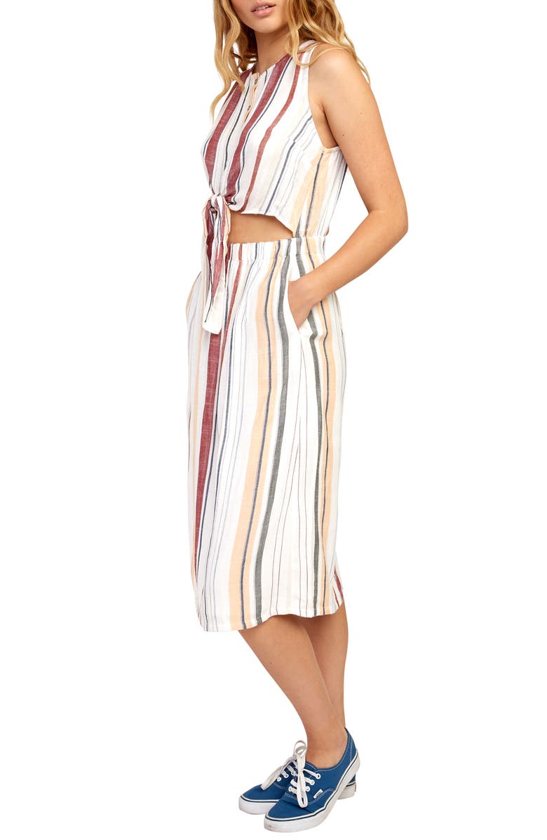 RVCA Arizona Cutout Waist Midi Dress, Alternate, color, 