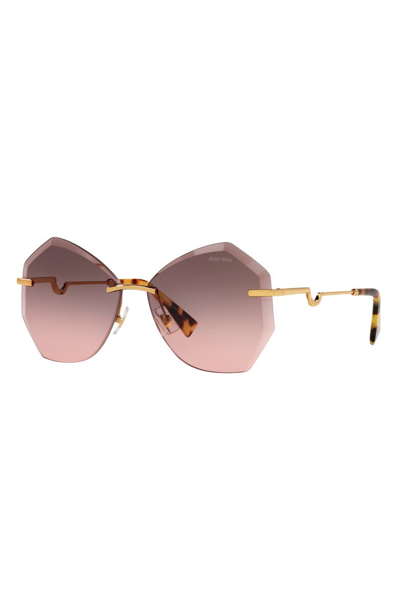 Miu Miu 60mm Gradient Polarized Irregular Sunglasses, Alternate, color,